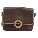 CELINE Macadam Canvas Shoulder Bag PVC Leather Brown Gold Auth 113071-2