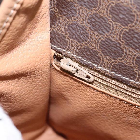 CELINE Macadam Canvas Shoulder Bag PVC Leather Brown Gold Auth 113071