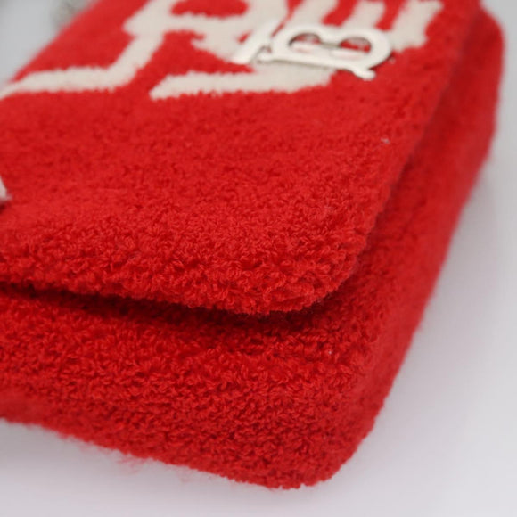 BURBERRY Chain Shoulder Bag pile Red Auth 113077V