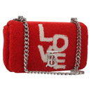 BURBERRY Chain Shoulder Bag pile Red Auth 113077V-1