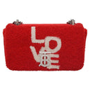 BURBERRY Chain Shoulder Bag pile Red Auth 113077V-13