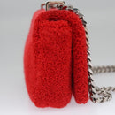 BURBERRY Chain Shoulder Bag pile Red Auth 113077V-4