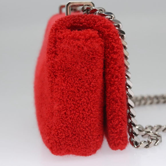 BURBERRY Chain Shoulder Bag pile Red Auth 113077V