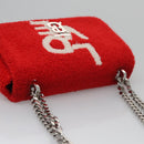 BURBERRY Chain Shoulder Bag pile Red Auth 113077V-6