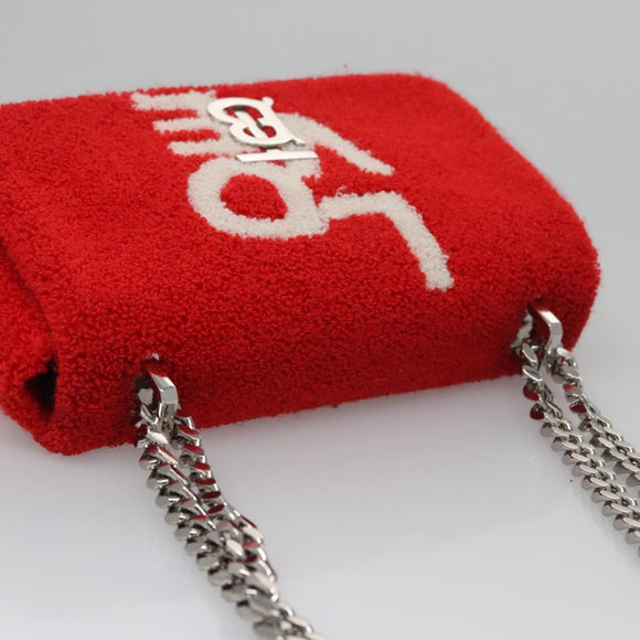 BURBERRY Chain Shoulder Bag pile Red Auth 113077V