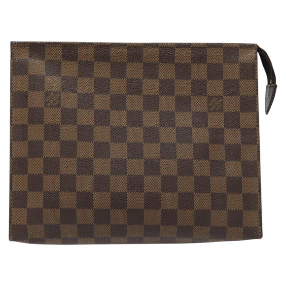LOUIS VUITTON Damier Ebene Poche Toilette 26 Pouch N47543 LV Auth 113078