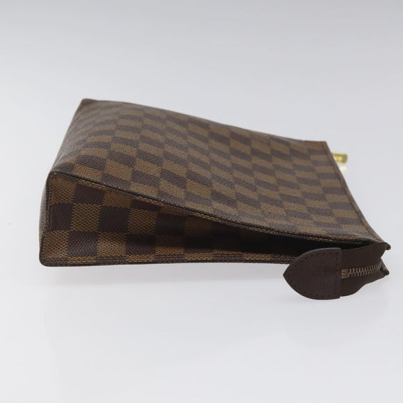 LOUIS VUITTON Damier Ebene Poche Toilette 26 Pouch N47543 LV Auth 113078