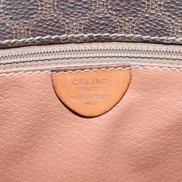 CELINE Macadam Canvas Shoulder Bag PVC Brown Gold Auth 113084