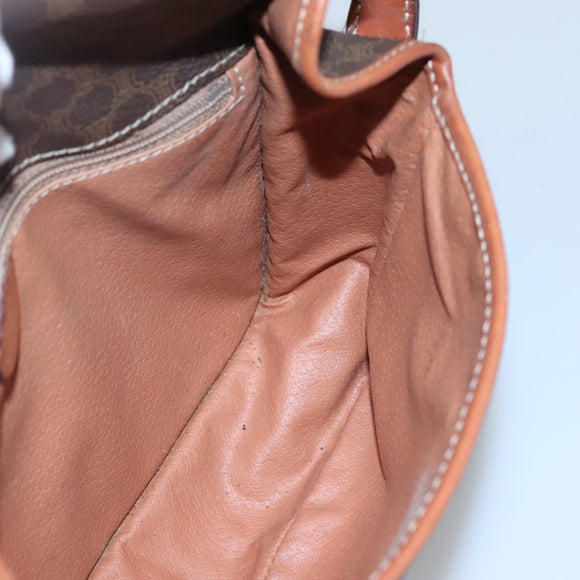 CELINE Macadam Canvas Shoulder Bag PVC Brown Gold Auth 113084