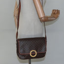 CELINE Macadam Canvas Shoulder Bag PVC Brown Gold Auth 113084-20