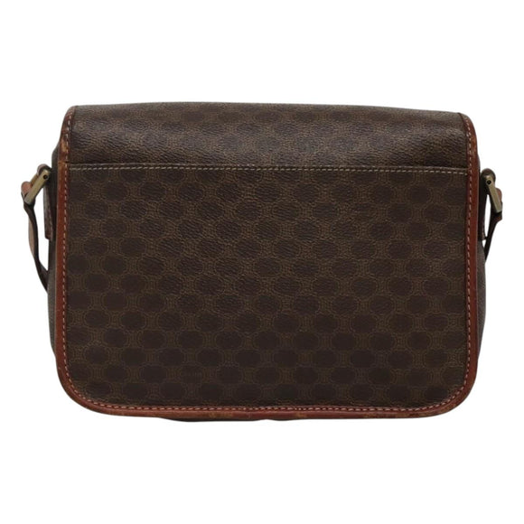 CELINE Macadam Canvas Shoulder Bag PVC Brown Gold Auth 113084