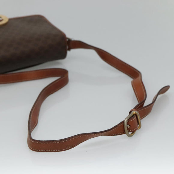 CELINE Macadam Canvas Shoulder Bag PVC Brown Gold Auth 113084