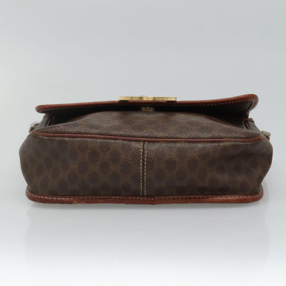 CELINE Macadam Canvas Shoulder Bag PVC Brown Gold Auth 113084