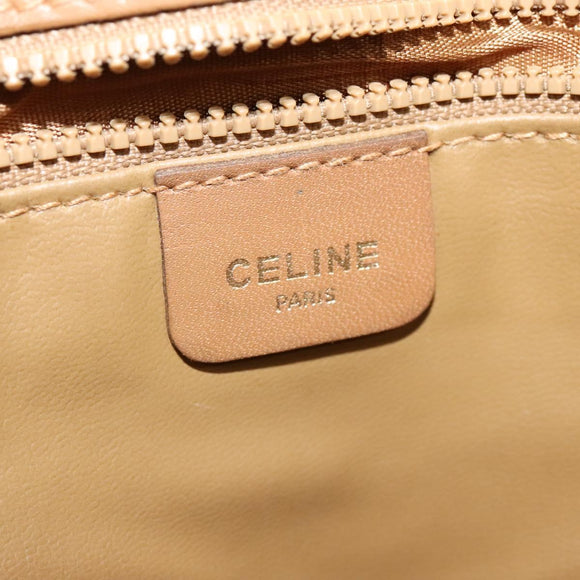 CELINE Macadam Canvas Shoulder Bag PVC Leather Beige Auth 113087