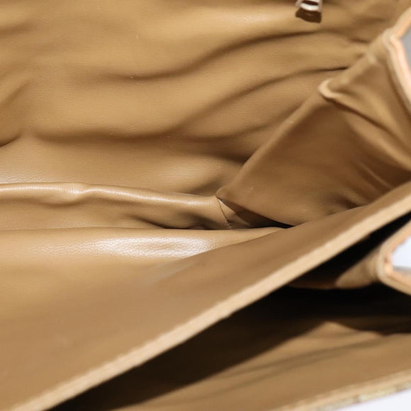 CELINE Macadam Canvas Shoulder Bag PVC Leather Beige Auth 113087