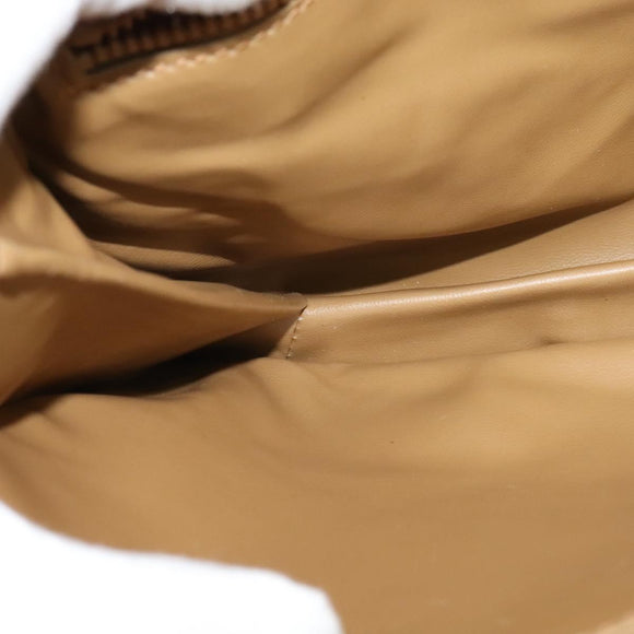 CELINE Macadam Canvas Shoulder Bag PVC Leather Beige Auth 113087