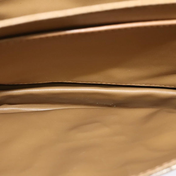 CELINE Macadam Canvas Shoulder Bag PVC Leather Beige Auth 113087