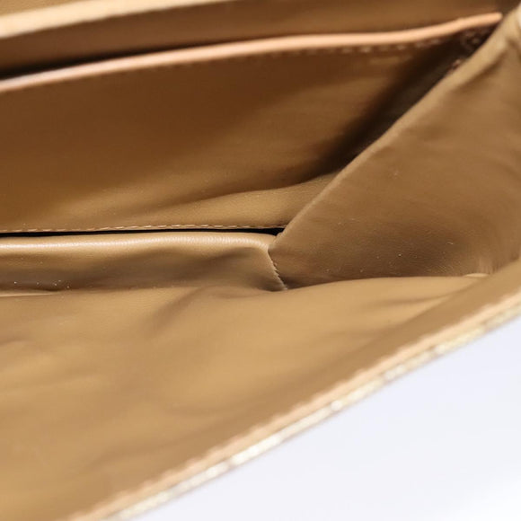 CELINE Macadam Canvas Shoulder Bag PVC Leather Beige Auth 113087