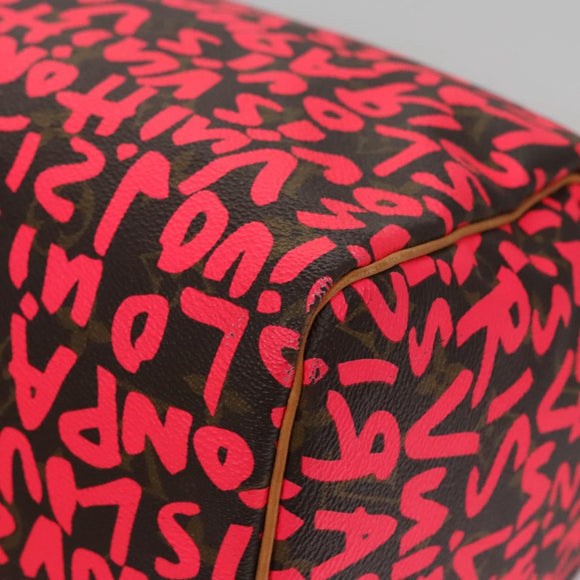 LOUIS VUITTON Monogram Graffiti Speedy 30 Hand Bag Pink M93704 LV Auth 113125AM