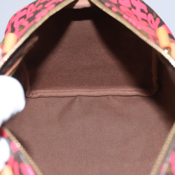 LOUIS VUITTON Monogram Graffiti Speedy 30 Hand Bag Pink M93704 LV Auth 113125AM