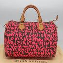 LOUIS VUITTON Monogram Graffiti Speedy 30 Hand Bag Pink M93704 LV Auth 113125AM-12