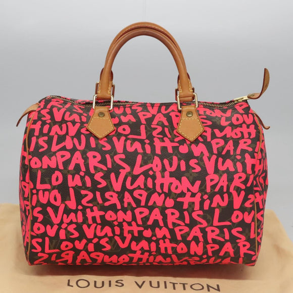 LOUIS VUITTON Monogram Graffiti Speedy 30 Hand Bag Pink M93704 LV Auth 113125AM