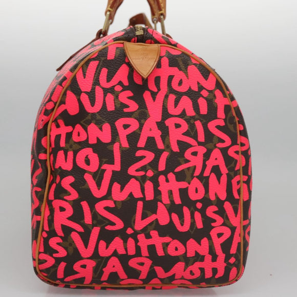 LOUIS VUITTON Monogram Graffiti Speedy 30 Hand Bag Pink M93704 LV Auth 113125AM