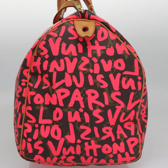 LOUIS VUITTON Monogram Graffiti Speedy 30 Hand Bag Pink M93704 LV Auth 113125AM