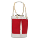 BURBERRY Blue Label Hand Bag Canvas Leather Red White Silver Auth 113132-1