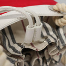 BURBERRY Blue Label Hand Bag Canvas Leather Red White Silver Auth 113132-9