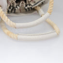 BURBERRY Blue Label Hand Bag Canvas Leather Red White Silver Auth 113132-10