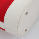 BURBERRY Blue Label Hand Bag Canvas Leather Red White Silver Auth 113132-15