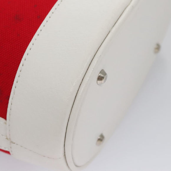 BURBERRY Blue Label Hand Bag Canvas Leather Red White Silver Auth 113132