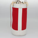 BURBERRY Blue Label Hand Bag Canvas Leather Red White Silver Auth 113132-4