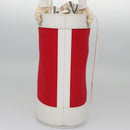 BURBERRY Blue Label Hand Bag Canvas Leather Red White Silver Auth 113132-5