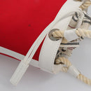 BURBERRY Blue Label Hand Bag Canvas Leather Red White Silver Auth 113132-8