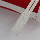 BURBERRY Blue Label Hand Bag Canvas Leather Red White Silver Auth 113132-14
