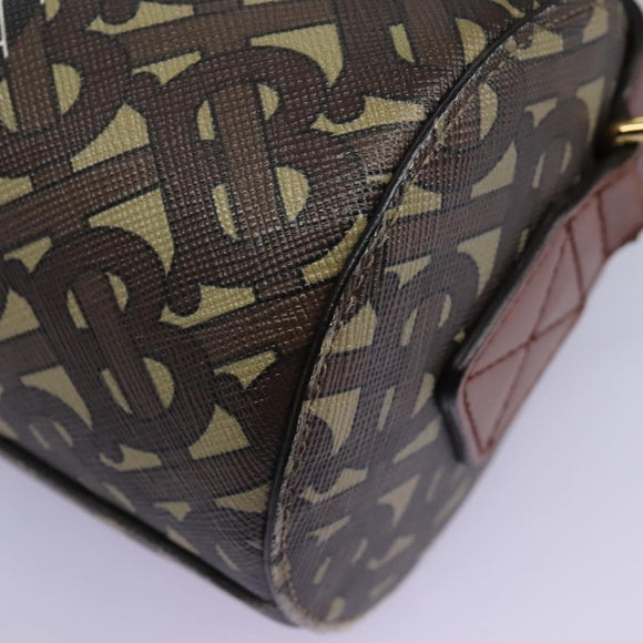 BURBERRY Monogram Stripe Shoulder Bag PVC Leather Brown Auth 113137V