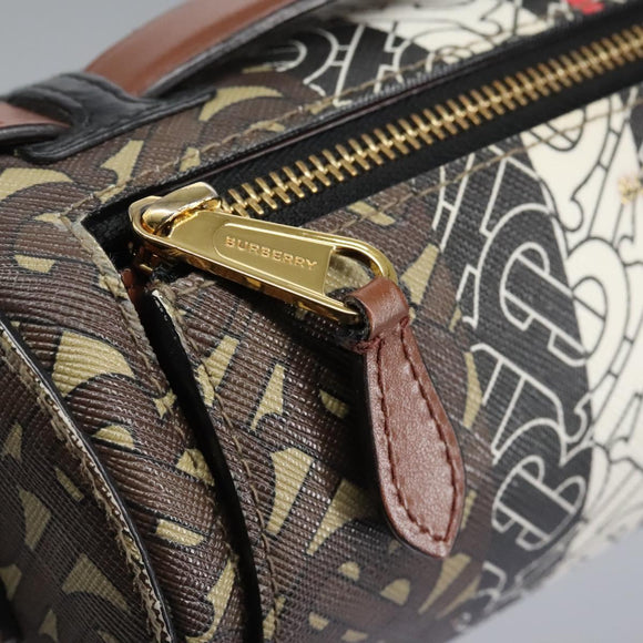 BURBERRY Monogram Stripe Shoulder Bag PVC Leather Brown Auth 113137V