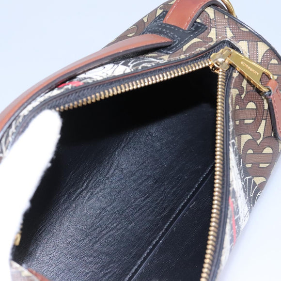 BURBERRY Monogram Stripe Shoulder Bag PVC Leather Brown Auth 113137V