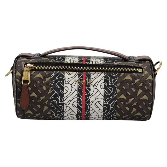 BURBERRY Monogram Stripe Shoulder Bag PVC Leather Brown Auth 113137V