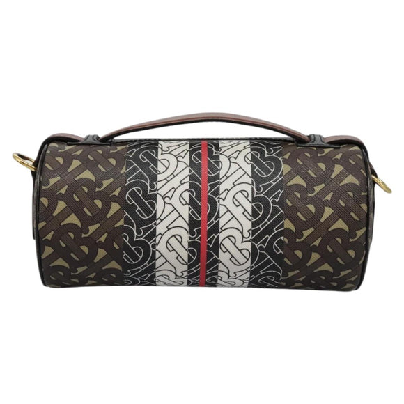 BURBERRY Monogram Stripe Shoulder Bag PVC Leather Brown Auth 113137V