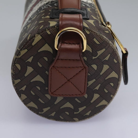 BURBERRY Monogram Stripe Shoulder Bag PVC Leather Brown Auth 113137V