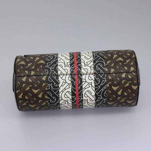 BURBERRY Monogram Stripe Shoulder Bag PVC Leather Brown Auth 113137V