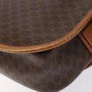 CELINE Macadam Canvas Shoulder Bag PVC Leather Brown Gold Auth 113138-17