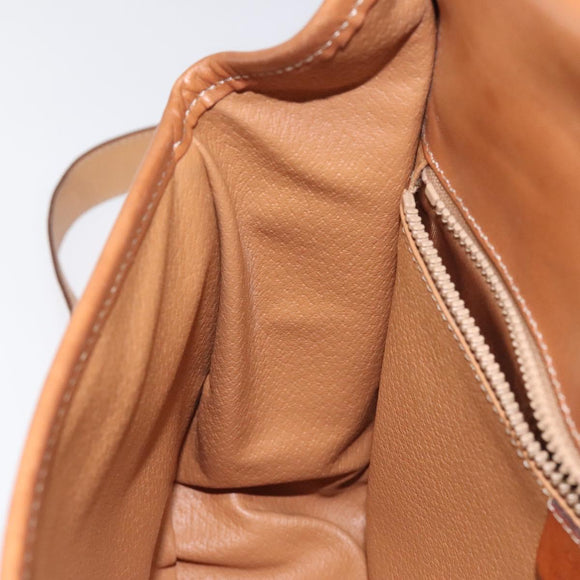 CELINE Macadam Canvas Shoulder Bag PVC Leather Brown Gold Auth 113138