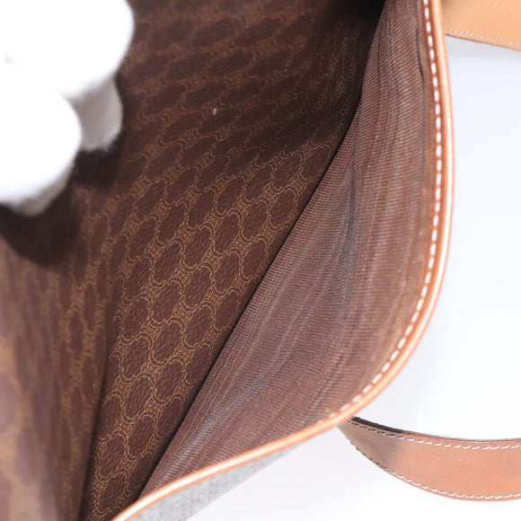 CELINE Macadam Canvas Shoulder Bag PVC Leather Brown Gold Auth 113138