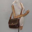 CELINE Macadam Canvas Shoulder Bag PVC Leather Brown Gold Auth 113138-23