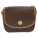 CELINE Macadam Canvas Shoulder Bag PVC Leather Brown Gold Auth 113138-13