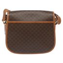 CELINE Macadam Canvas Shoulder Bag PVC Leather Brown Gold Auth 113138-2